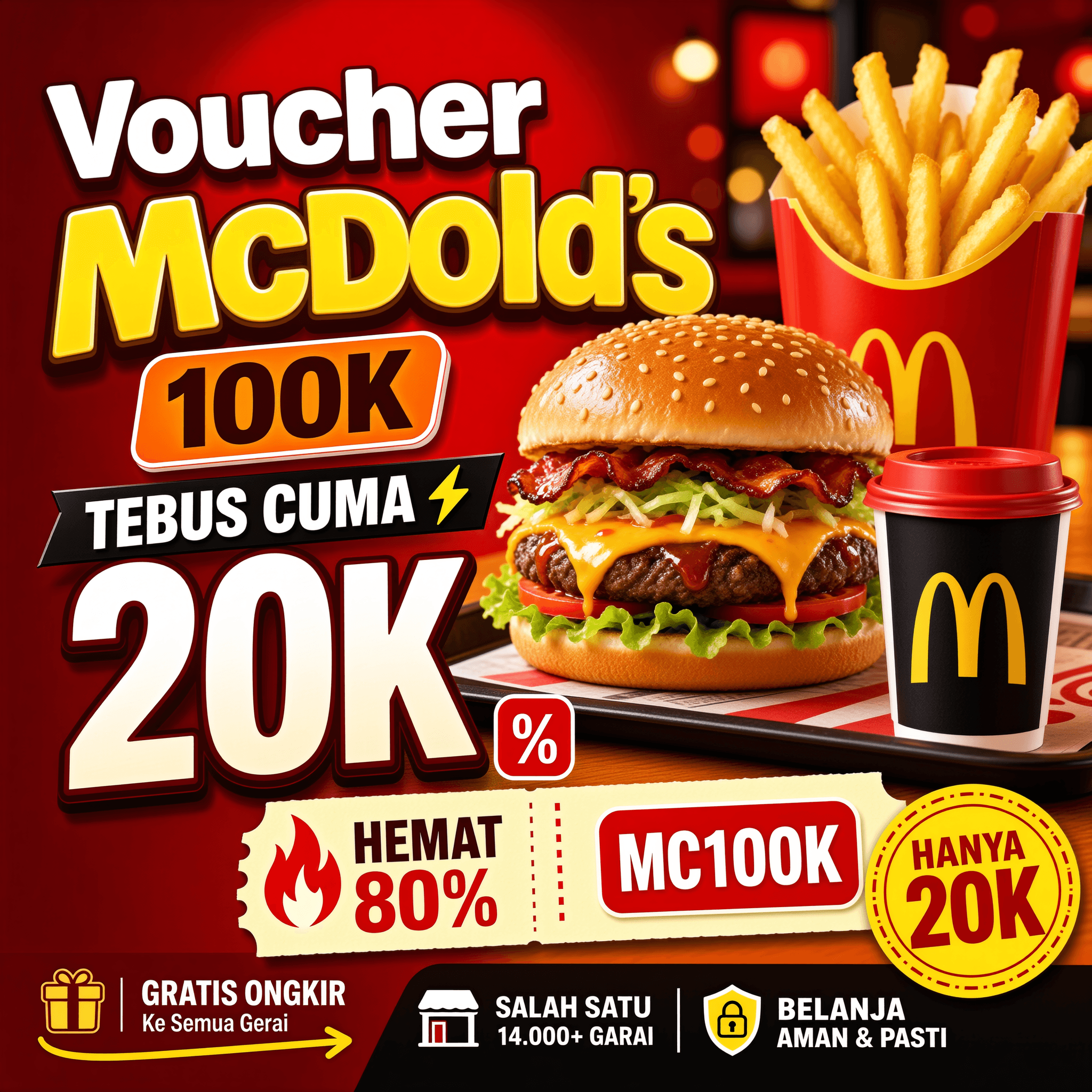 Voucher McDonald's 100k Tebus Cuma 20k