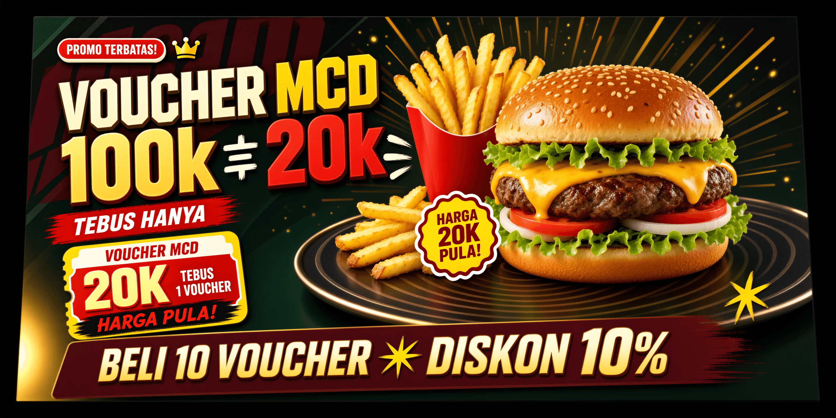 Beli Min 10 Voucher McD 100k Dapat Diskon 10%