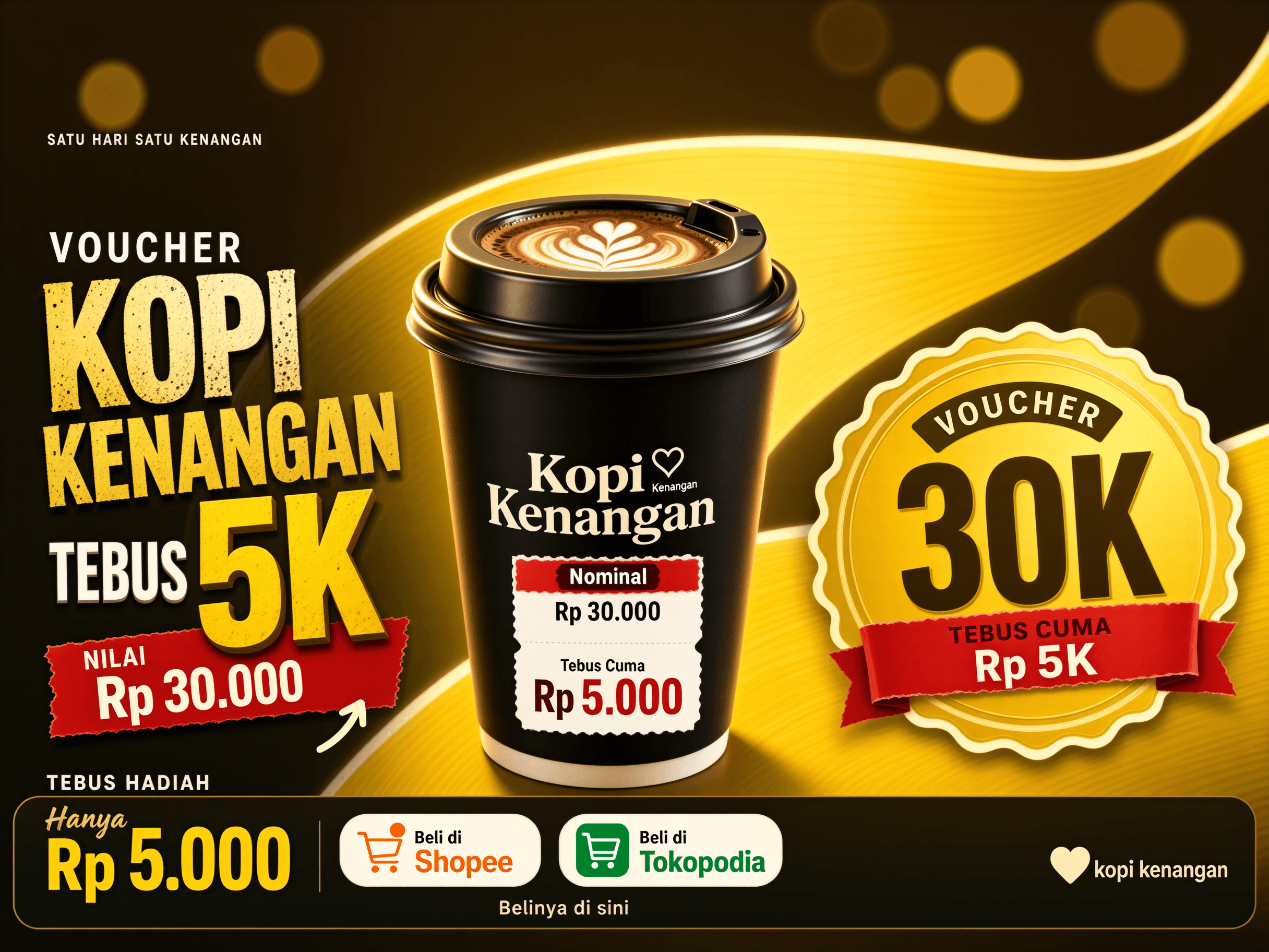 Voucher Kopi Kenangan 30k Tebus Cuma 5k